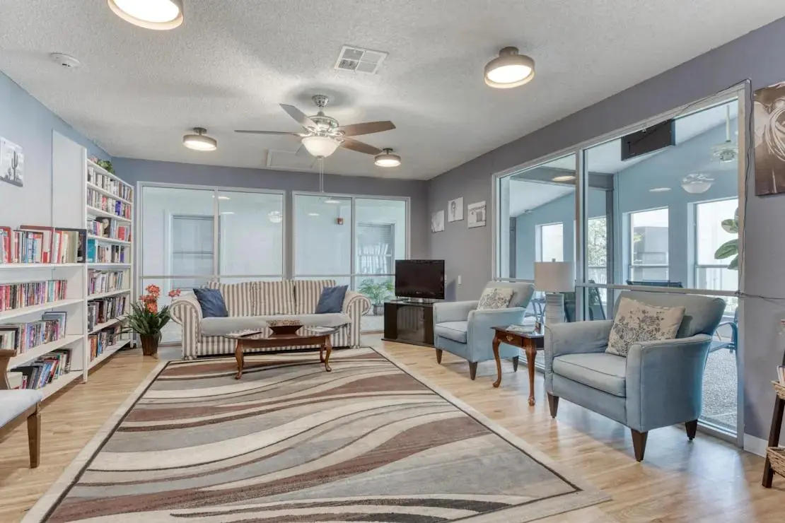 Community Library at Silver Oaks Villas - Affordable Senior Apartments New Braunfels TX